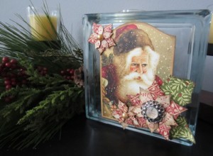 Vintage Style Christmas Glass Block- Home Decor - by Kristen Cohen for Scrapbook Adhesives by 3L