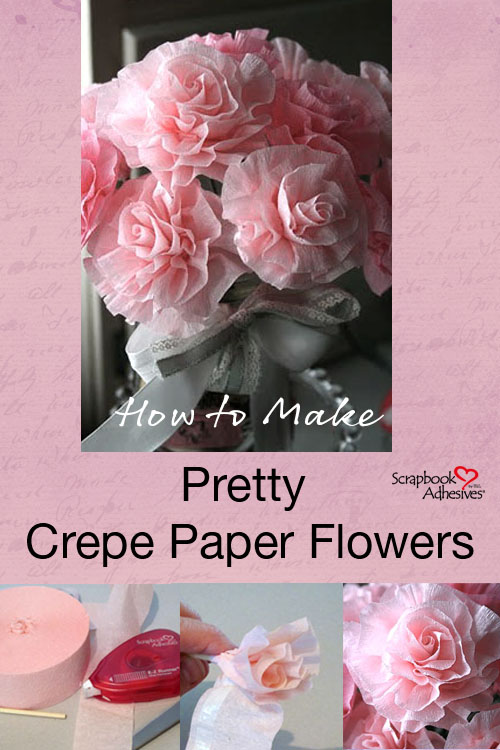 How to Make Pretty Crepe Paper Flowers on Scrapbook Adhesives by 3L Blog