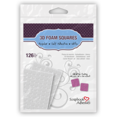 3D Foam Squares 1/2" White 126