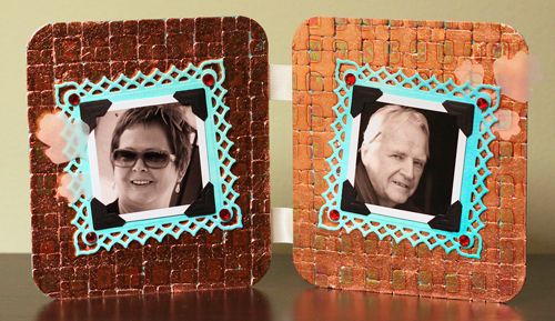 Copper Foil Anniversary Trio-Photo Display, Card and Vellum Envelope