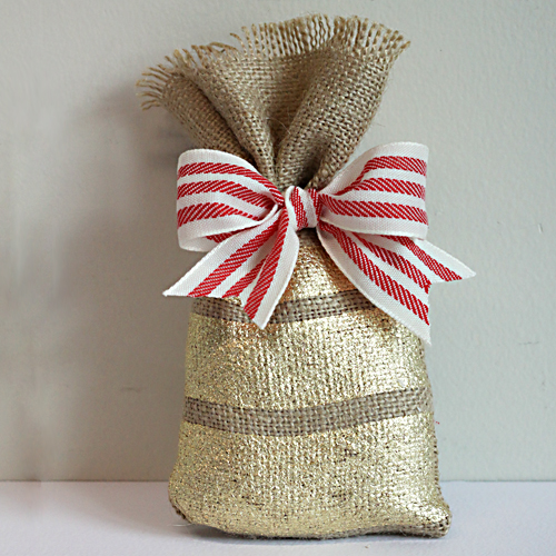 Burlap and Gold Treat Bag Tutorial with Adhesive Sheets by Angela Ploegman