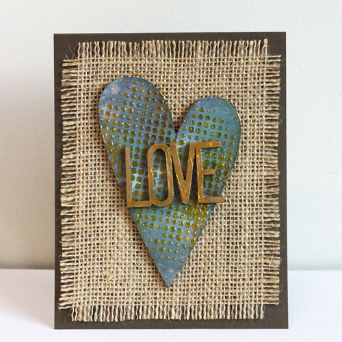 Adhesives, Burlap and Hearts  - Love Card by Angela Ploegman