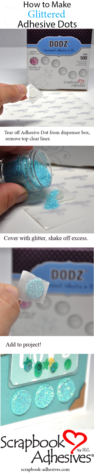 Blue Love Card with Glittered Adhesive Dots Tutorial by Beth Pingry for Scrapbook Adhesives by 3L