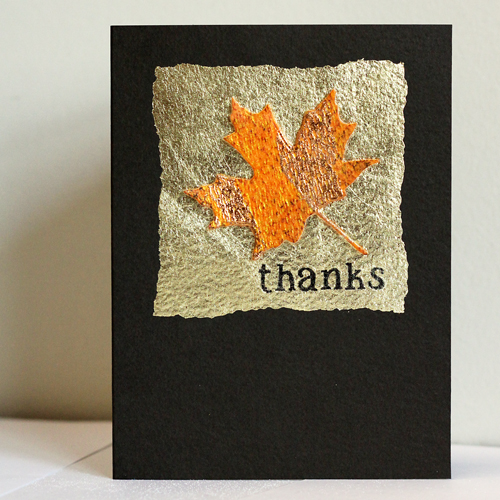 Fall Thanks Card with Gold Foil Detail by Angela Ploegman