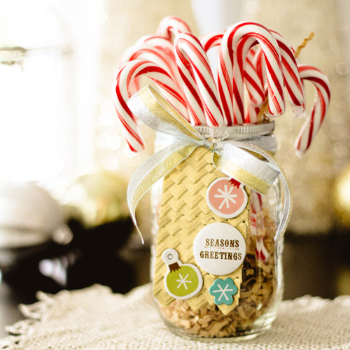 Photo Corner Gift Tag & Jar of Candy Canes by Latisha Yoast