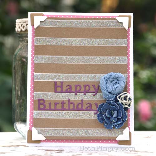 Glitter Striped Happy Birthday Card by Beth Pingry for Scrapbook Adhesives by 3L