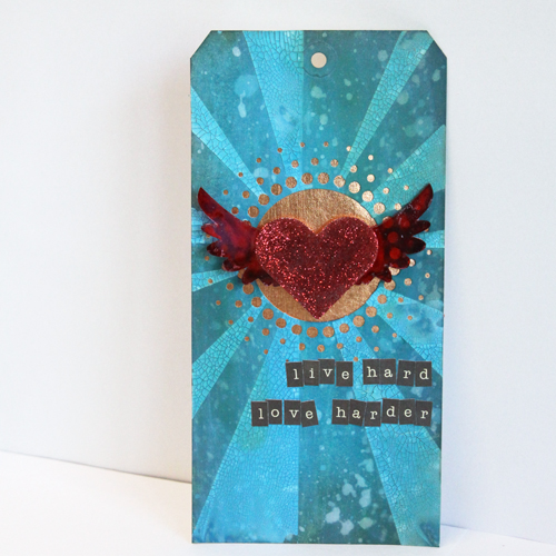 Live Hard, Love Harder Tag with 3D Foam Hearts by Angela Ploegman