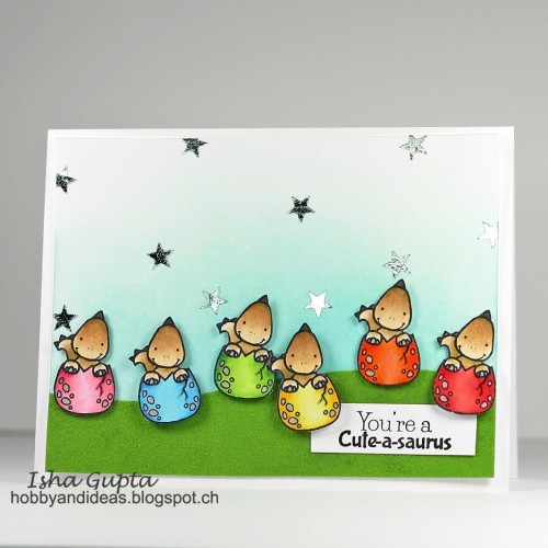 Cute-a-sauris card by Isha Gupta for Scrapbook Adhesives by 3L