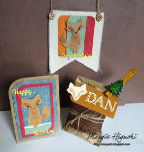 Woodland Happy Birthday Shaped Card Ensemble Angle Shot by Margie Higuchi