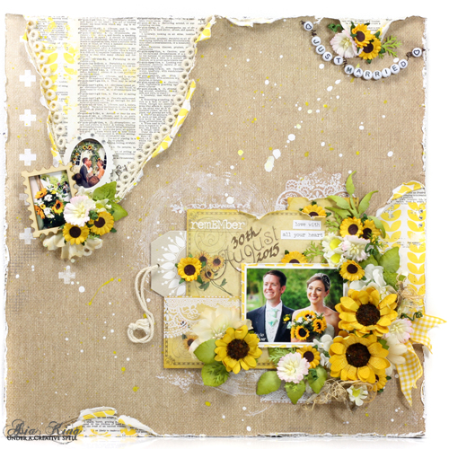 Sunflower Wedding Scrapbook Layout tutorial by Asia King for Scrapbook Adhesives by 3L