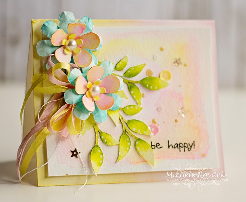 Water colored card by Michele Kovack be happy
