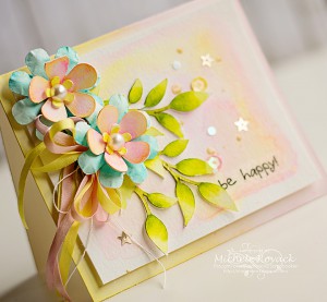 Water colored card by Michele Kovack be happy2