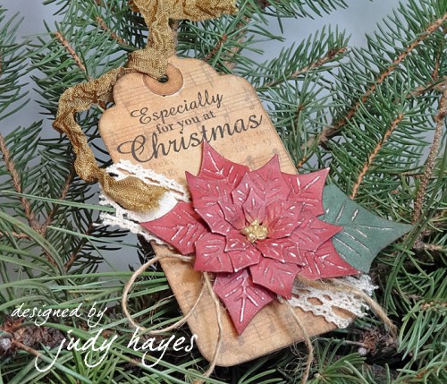 Poinsettia Tag tutorial by Judy Hayes for Scrapbook Adhesives by 3L