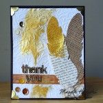 Pigment Powder Gold Feathered Thank You Card by Margie Higuchi