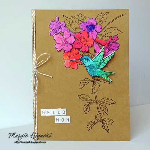 Hello Mom Hummingbird Card by Margie Higuchi