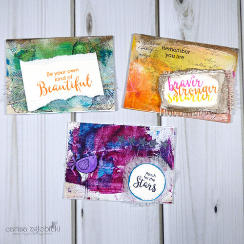 Mixed Media ATC cards by Carisa Zglobicki 