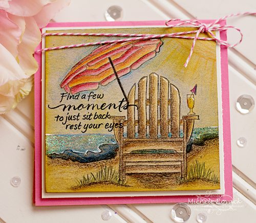 Beautiful summer card using Polychromo pencils and @Stampendous stamp @SBby3L @Donna Salazar Created by Michele Kovack