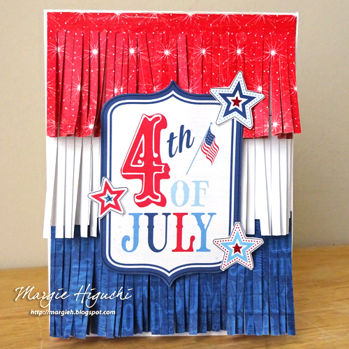 Fringed 4th of July card by Margie Higuchi for Scrapbook Adhesives by 3L