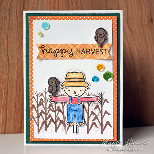 Happy Harvest Card by Margie Higuchi for Scrapbook Adhesives by 3L w Lawn Fawn Blog Hop SEPT 2016 