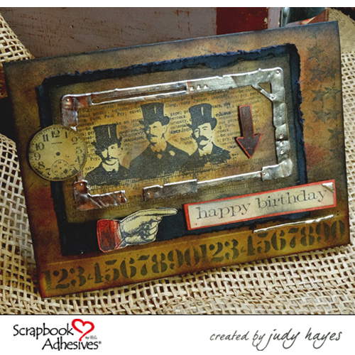 Masculine Birthday Card by Judy Hayes for Scrapbok Adhesives by 3L Blog