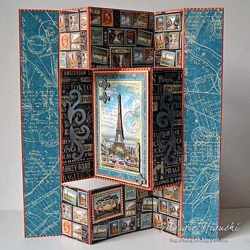 Paris Tri-Fold Scrapbook Page by Margie Higuchi for Scrapbook Adhesives by 3L w Graphic45 Blog Hop OCT16