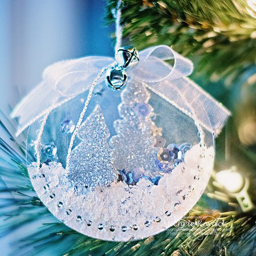 Clear Christmas shaker ornament tutorial by Michele Kovack