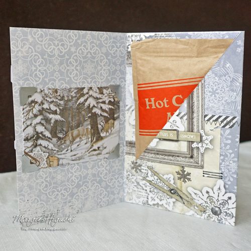 Let It Snow Pocket Card w Hot Cocoa INSIDE by Margie HIguchi for Scrapbook Adhesives by 3L