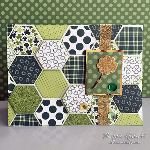 Dimensional Hexie Shamrock Card by Margie Higuchi for Scrapbook Adhesives by 3L 