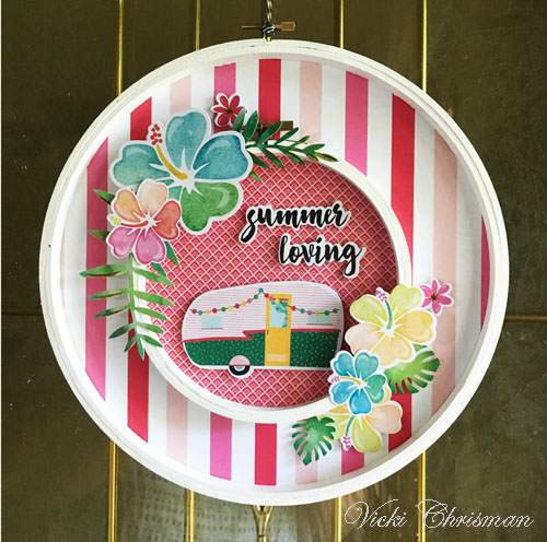 Summer Loving Embroidery Hoop Wreath Tutorial by Vicki Chrisman for Scrapbook Adhesives by 3L