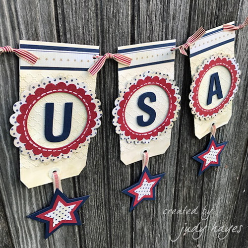 Patriotic USA Tag Banner Tutorial by Judy Hays for Scrapbook Adhesives by 3L