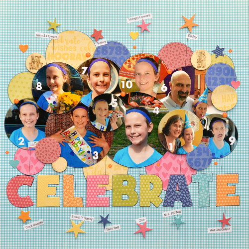 Birthday Scrapbook Layout by Christine Meyer using her top 5 go to adhesives from Scrapbook Adhesives by 3L