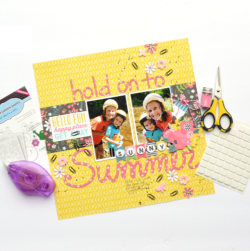 Using 3D Foam Products from Scrapbook Adhesives by 3L as an embellishment on a scrapbook layout