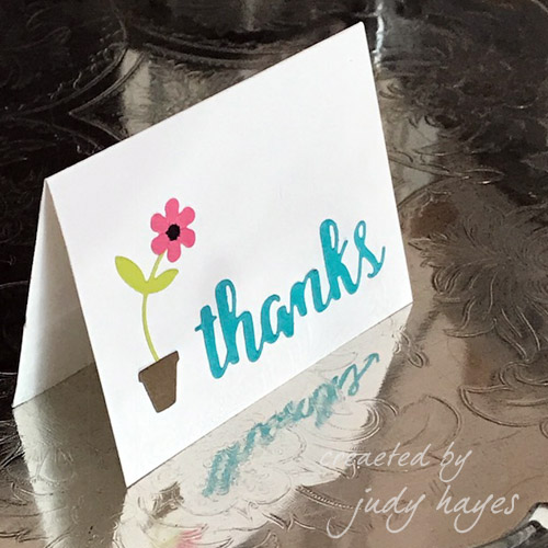 Thanks card with Adhesive Sheets and die cuts by Judy Hayes