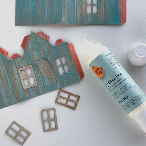 Tiny Paper House Tutorial with Photo Corners Shingles tutorial by Judy Hayes for Scrapbook Adhesives by 3L