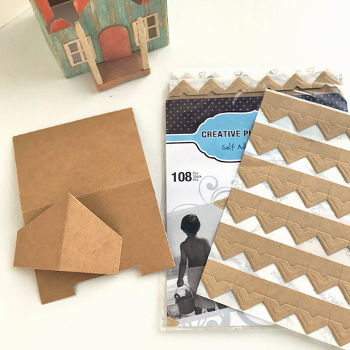 Tiny Paper House Tutorial with Photo Corners Shingles tutorial by Judy Hayes for Scrapbook Adhesives by 3L