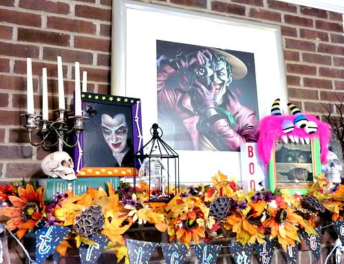 Halloween Mantle with DIY Monster Frames by Dana Tatar for Scrapbook Adhesives by 3L