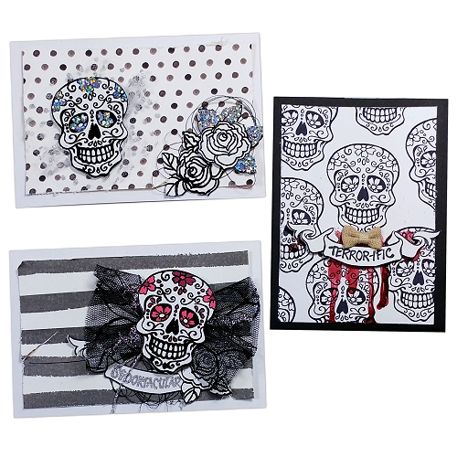 Stampendous Blog Hop and Giveaway - Day 3 Sugar Skulls Halloween Cards by Jana Maiwald-McCarthy