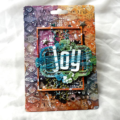 Turn recycled packaging into Art, Joy Card by Lea Biccelli for Scrapbook Adhesives by 3L