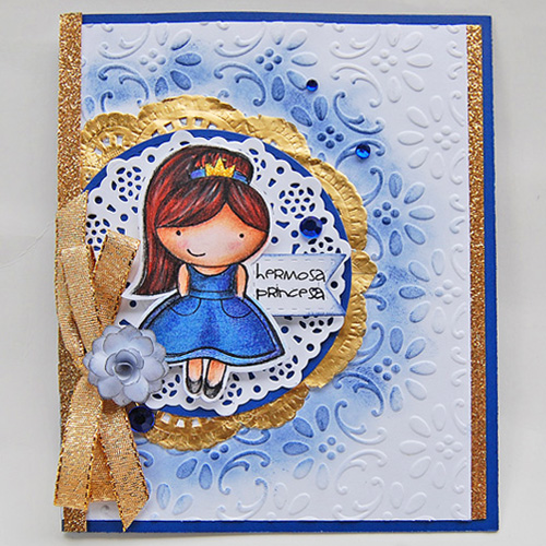 Hermosa Princess Gold Glitter Border Card by Marilyn Rivera 