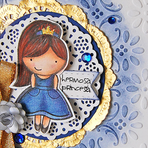 Hermosa Princess Gold Glitter Border Card Close Up by Marilyn Rivera