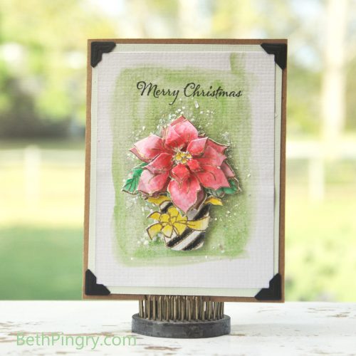 Stampendous Blog Hop and Giveaway - Day 4 Poinsettia Christmas Card by Beth Pingry