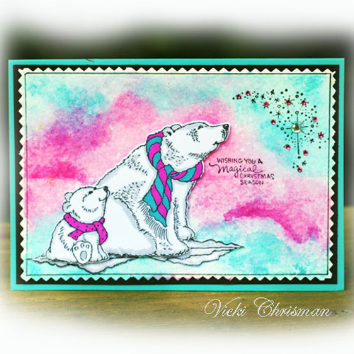 Stampendous Blog Hop and Giveaway - Day 3 Polar Bears Card by Vicki Chrisman