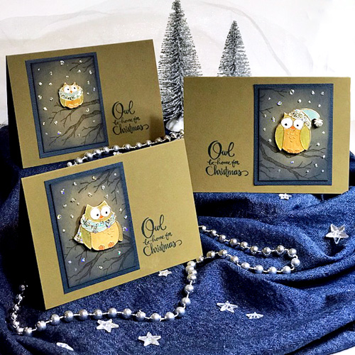 Stampendous Blog Hop and Giveaway - Day 1 Owls Be Home for Christmas Cards by Judy Hayes