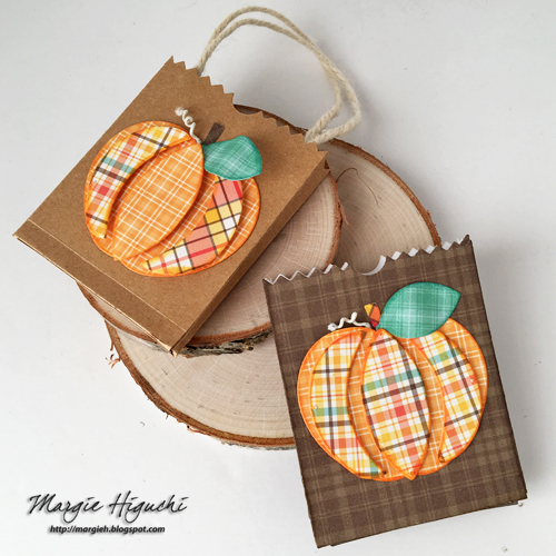 Dimensional Pumpkin Bags Tutorial by Margie Higuchi for Scrapbook Adhesives by 3L