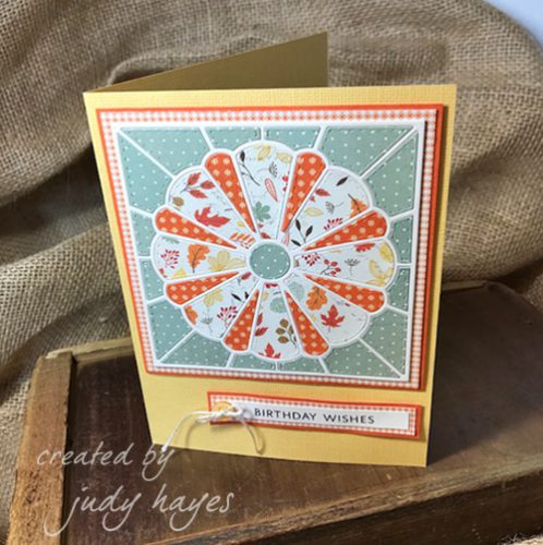 Dresden Quilt Birthday Wishes Card tutorial by Judy Hayes