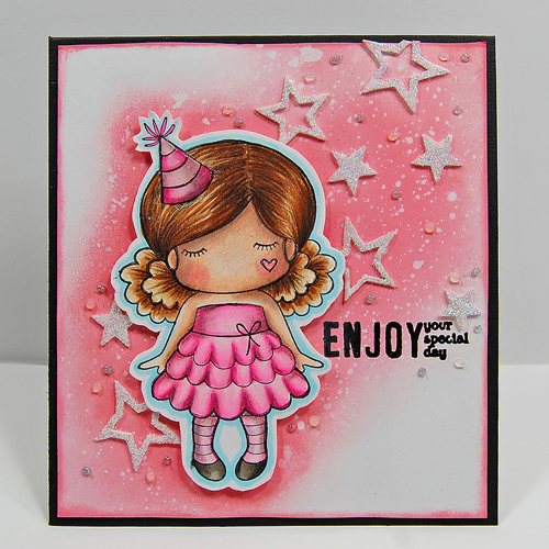 Celebration Card with 3D Foam Stars and Glitter by Marilyn Rivera for Scrapbook Adhesives by 3L