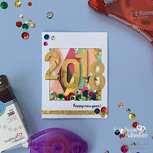 2018 Happy New Year Shaker Card by Margie Higuchi for Scrapbook Adhesives by 3L