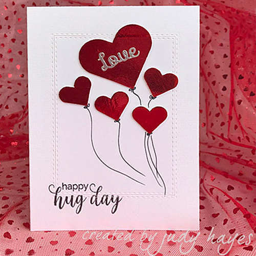 Love Balloons Card in Foiled 3D Hearts by Judy Hayes for Scrapbook Adhesives by 3L