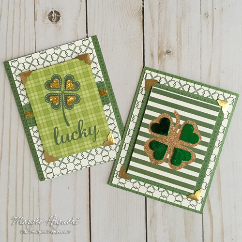 Foil and Glitter Lucky Shamrock Card Duo by Margie Higuchi for Scrapbook Adhesives by 3L