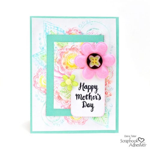 Bright Floral Embossed Watercolor Mother's Day Card with Felt Flowres and Stamped Sentiment
